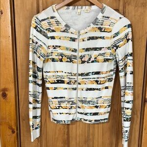Moth brand Striped Floral Zip-Up Cardigan